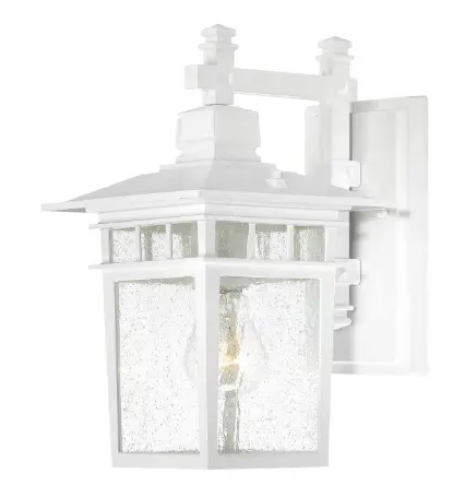 Nuvo 60-3491 Cove Neck LED Outdoor Wall Lantern w/ Clear Seed Glass, Wattage 100W, 1 Light, White