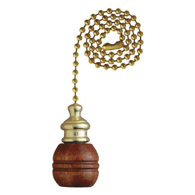 Westinghouse Lighting 7700700 polished brass pull chain with walnut wood ball