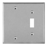 Enerlites 770111 Combination Blank And Toggle Two-Gang Metal Wall Plate