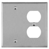 Enerlites 770121 Combination Blank And Duplex Receptacle Two-Gang Metal Wall Plate