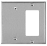 Enerlites 770131 Combination Blank And Decorator/GFCI Two-Gang Metal Wall Plate