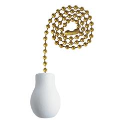 Westinghouse Lighting 7701400 pull chain with white wood knob and polished brass beaded chain