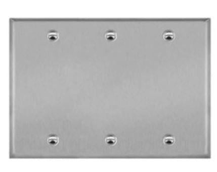 Enerlites 7703 Blank Cover 3-Gang Metal Wall Plate Gray Finish