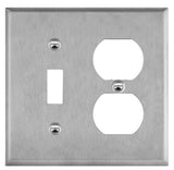 Enerlites 771121O Combination Toggle And Duplex Receptacle Two-Gang Metal Wall Plate, Oversize Stainless Steel Finish