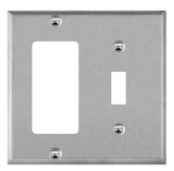 Enerlites 771131 Combination Toggle And Decorator/GFCI Two-Gang Metal Wall Plate, Silver Finish