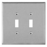 Enerlites 7712O Toggle Switch Two-Gang Metal Wall Plate, Oversize, Stainless Steel Finish