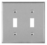 Enerlites 7712 Toggle Switch 2-Gang Metal Wall Plate, Silver Finish