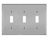 Enerlites 7713 Toggle Switch Three-Gang Metal Wall Plate, Silver Finish