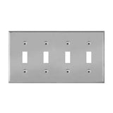 Enerlites 7713M 4-Gang Mid-Size Wall Plate, Toggle, Stainless Steel