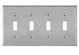 Enerlites 7714 Toggle Switch 4-Gang Metal Wall Plate, Silver Finish