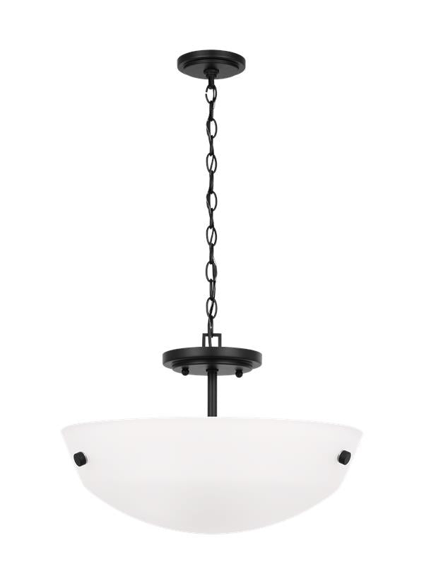 Generation Lighting Kerrville 2 light midnight black semi-flush convertible pendant
