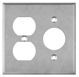 Enerlites 772151 Combination Duplex Receptacle And Single Receptacle Two-Gang Metal Wall Plate, Silver Finish