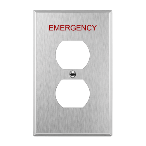 Enerlites 7721M-E 1-Gang Duplex Emergency Wall Plate, Mid-Size, 430 Stainless Steel