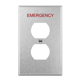 Enerlites 7721M-E 1-Gang Duplex Emergency Wall Plate, Mid-Size, 430 Stainless Steel