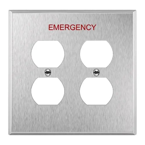 Enerlites 7722M-E Enerlites 2-Gang Decorator Emergency Wall Plate, Mid-Size, Stainless Steel