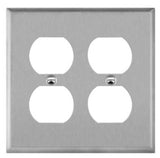 Enerlites 7722 Duplex Receptacle 2-Gang Metal Wall Plate, Silver Finish