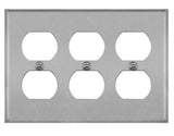 Enerlites 7723 Duplex Receptacle 3-Gang Metal Wall Plate, Silver Finish