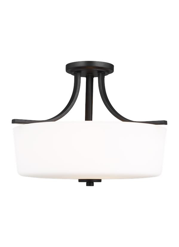 Generation Lighting Kemal 3 light semi-flush mount ceiling light in midnight black