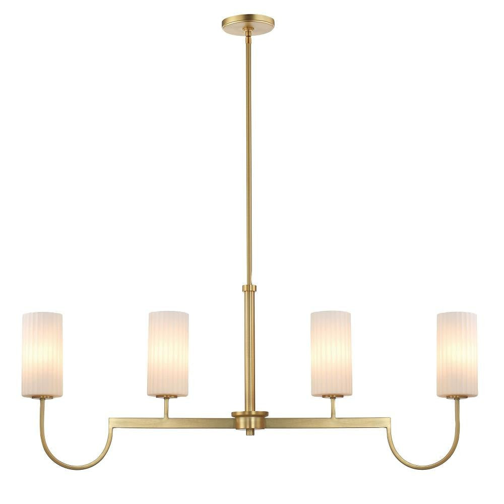 Maxim Lighting 32004SWBK Town And Country 4 Light Satin Brass Finish Linear Pendant Chandelier