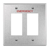 Enerlites 7732M-E 2-Gang Mid-Size Emergency Wall Plate, Decora, Stainless Steel