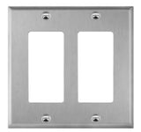 Enerlites 7732 Decorator/GFCI Two-Gang Metal Wall Plate, Silver Finish