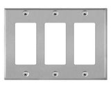 Enerlites 7733 Decorator/GFCI Three-Gang Metal Wall Plate, Silver Finish