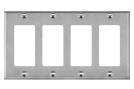 Enerlites 7734 Decorator/GFCI Four-Gang Metal Wall Plate, Silver Finish
