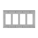 Enerlites 7734M 4-Gang Decorator Wall Plate, Mid-Size, Stainless Steel