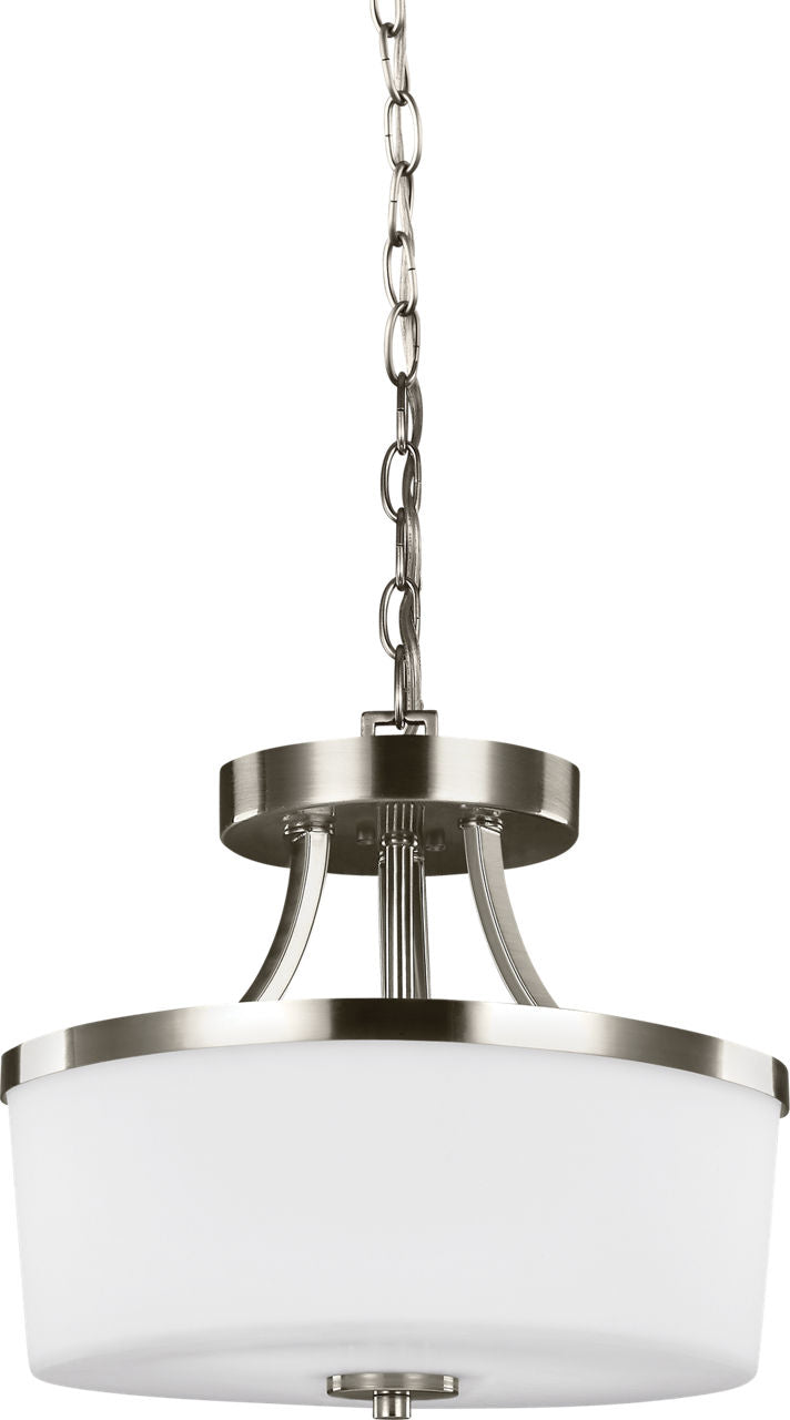 Generation Lighting Hettinger 2 light brushed nickel semi-flush convertible pendant ceiling light