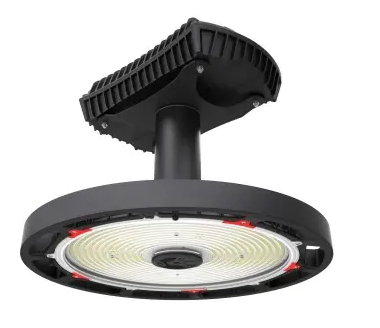 Keystone KT-RHLED400PSHV-18C-8CSD-VDIM-P /TAA Round High Bay, Selectable Wattage, Voltage 277V-480V, Multi-Color Temperature, Black, TAA