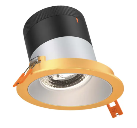Dals Lighting RC03-CC-35-SLAZ-TGD Versa 3" LED Sloped Recessed Downlight, Selectable Wattage 8W,10W,12W,  Multi-Color Temperature, 1,000 Lumens, 35° Beam Angle, Voltage 120-347V, Alzak Reflector with Gold Trim