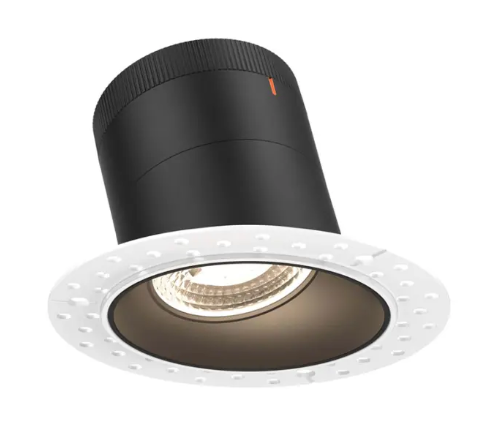 Dals Lighting RC03-CC-35-SLBK-TL Versa 3" LED Sloped Recessed Downlight, Selectable Wattage 8W,10W,12W,  Multi-Color Temperature, 1,000 Lumens, 35° Beam Angle, Voltage 120-347V, Black Reflector, Trimless