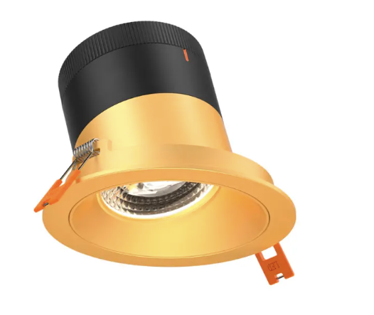Dals Lighting RC03-CC-35-SLGD-TGD Versa 3" LED Sloped Recessed Downlight, Selectable Wattage 8W,10W,12W,  Multi-Color Temperature, 1,000 Lumens, 35° Beam Angle, Voltage 120-347V, Gold Reflector / Gold Trim