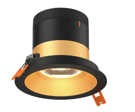 Dals Lighting RC04-CC-20-RGGD-TBK Versa 4" LED Recessed Downlight, Selectable Wattage 16W, 20W, 24W, Multi-Color Temperature, 2,200 Lumens, 20° Beam Angle, Voltage 120-347V, Gold Reflector / Black Trim