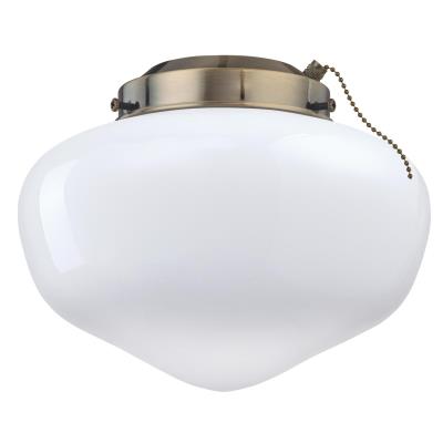Westinghouse Lighting 7785100 Schoolhouse antique brass ceiling fan light kit with white glass shade