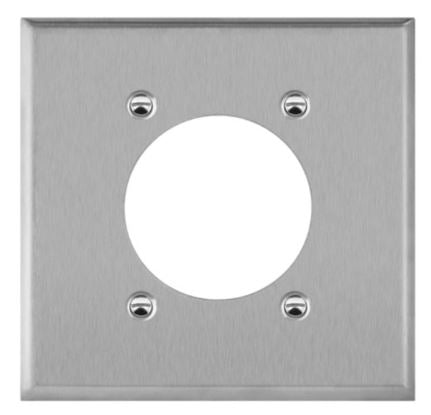 Enerlites 7792 Power Outlet Receptacle Two-Gang Metal Wall Plate, Silver Finish