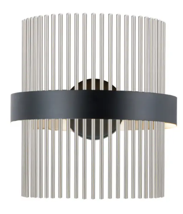 ET2 Contemporary Lighting E34251-BKSN Chimes Select Wall Sconce, 500 Lumens, Wattage 8.5W, Multi-Color Temperature, Voltage 120-277V, Black / Satin Nickel