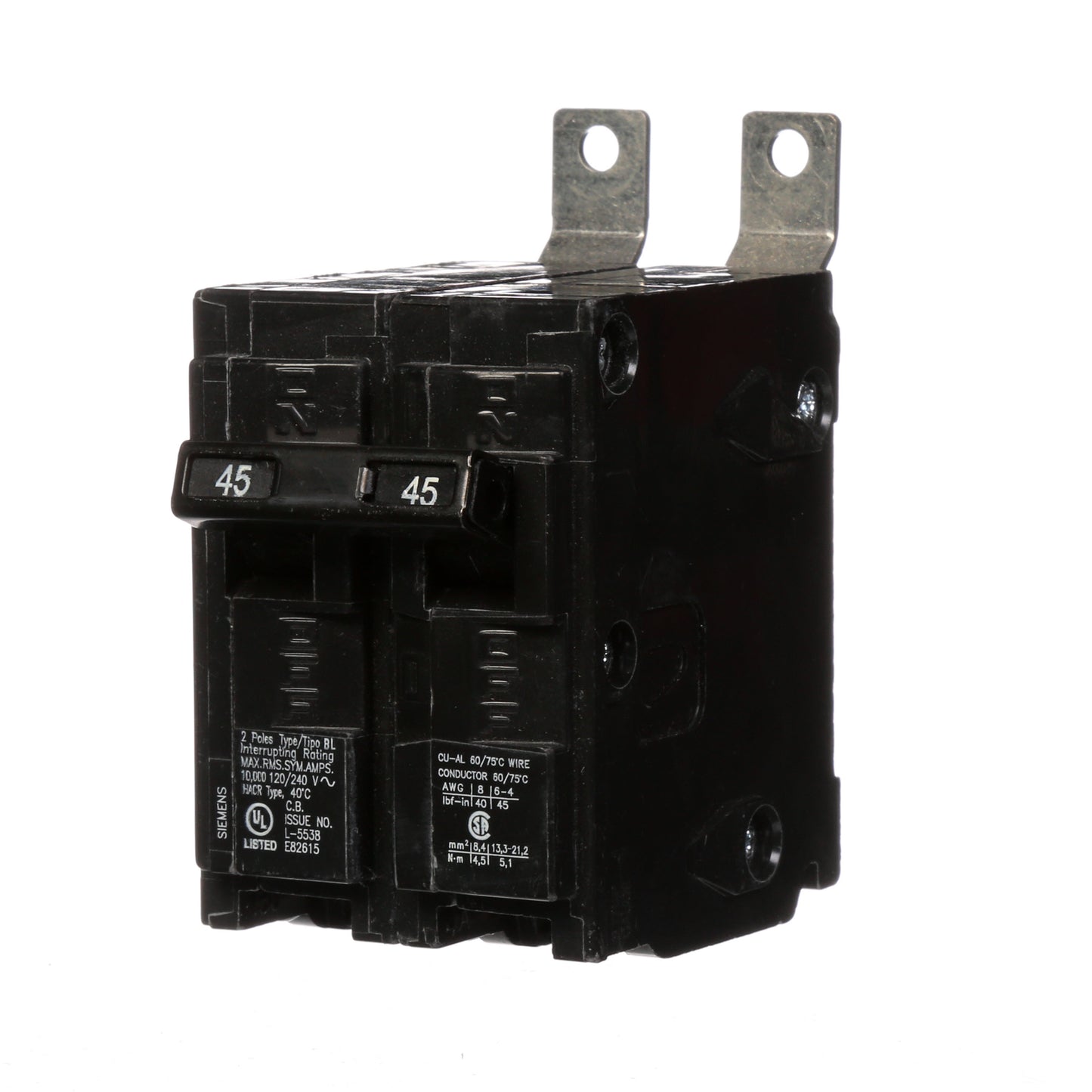 Siemens B245 Type BL Low Voltage Molded Case Circuit Breaker, 45A, 120/240VAC, 2-Pole