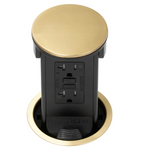 Lew Electric PUR20GD-B Round Kitchen Pop Up Outlet, GFCI, Brass