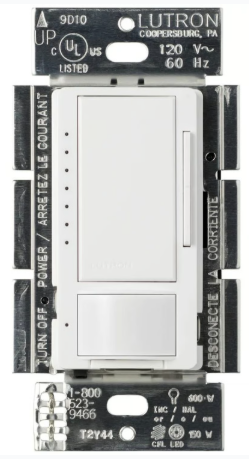 Lutron MSCL-OP153MH-WH Maestro CL Occupancy Sensor (Auto-ON/OF or Manual ON/Auto-OFF) and Dimmer, 600W Incandescent, 150W CFL or LED Single Pole / Multi Location Dimmer, White