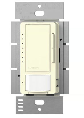 Lutron MSCL-VP153MH-LA Maestro CL Vacancy Sensor (Manual ON/Auto-OFF) and Dimmer, 600W Incandescent, 150W CFL or LED Single Pole / Multi Location Dimmer, Light Almond Finish