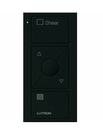 Lutron PJ2-3BRL-GBL-S04 Original 3-Button Pico Smart Remote with Raise/Lower and Preset, Shade Icons and Text ("Sheer"), Black