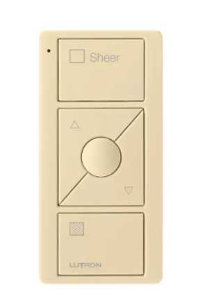 Lutron PJ2-3BRL-GIV-S04 Original 3-Button Pico Smart Remote with Raise/Lower and Preset, Shade Icons and Text ("Sheer"), Ivory