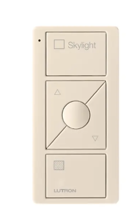 Lutron PJ2-3BRL-GLA-S06 Original 3-Button Pico Smart Remote with Raise/Lower and Preset, Shade Icons and Text ("Skylight"), Light Almond