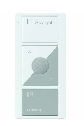 Lutron PJ2-3BRL-GWG-S06 Original 3-Button Pico Smart Remote with Raise/Lower and Preset, Shade Icons and Text ("Skylight"), White/Gray