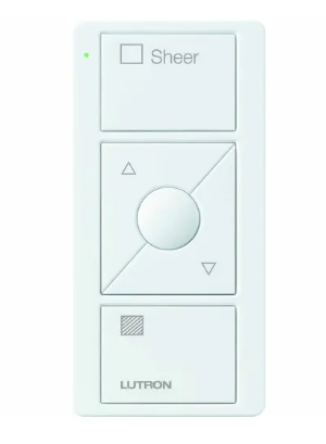 Lutron PJ2-3BRL-GWH-S04 Original 3-Button Pico Smart Remote with Raise/Lower and Preset, Shade Icons and Text ("Sheer"), White
