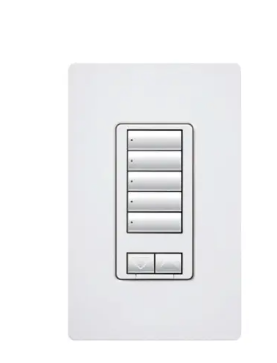 Lutron RRD-HN5BRL-WH RadioRA 2 seeTouch CL Hybrid Keypad, 5 Button w/ Raise-Lower, White Finish