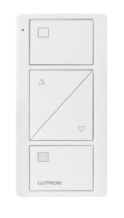 Lutron PJ2-2BRL-TSW-S01 2-Button Pico Smart Remote with Raise/Lower, Shade Icons, Snow Finish