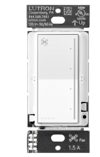 Lutron ST-FSQ-N-BW Sunnata Touch Fan Control, 4-Speed, 1.5A Paddle Fan, AC Motor, Single Pole, Neutral Required, Brilliant White Finish
