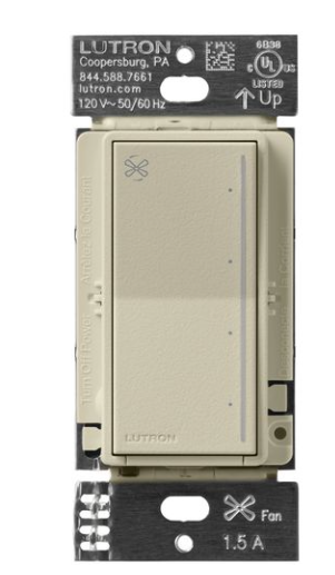 Lutron ST-FSQ-N-CY Sunnata Touch Fan Control, 4-Speed, 1.5A Paddle Fan, AC Motor, Single Pole, Neutral Required, Clay Finish